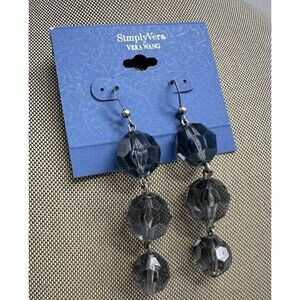 SIMPLY VERA WANG Women's TIERED Smoky Bead BALL DANGLE EARRINGS Acrylic